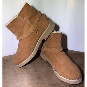 STYLE & CO Women's Chestnut Kaii Faux-Fur Slip-On Cold-Weather Ankle Boots Sz 7